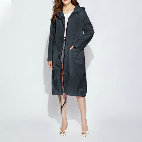 JIAYUE Womens Outerwear Jackets Coats Solid Color Long Sleeve Relaxed Fit Zipper Performance Windproof Raincoat Hooded For Ladies Casual Everyday Wear