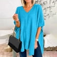 thumbnail image 1 of JIAYUE Womens Sweaters Solid Color Elbow-Length Drop Shoulder V-Neck Oversized Pullover For Ladies Soft Comfy Seasonal Loungewear, 1 of 4