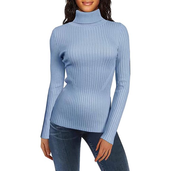 JIAYUE Womens Sweaters Solid Color Long Sleeve Drop Shoulder Turtleneck Relaxed Fit Pullover For Ladies Soft Comfort