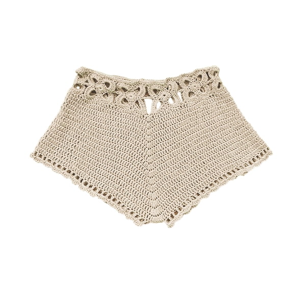 JIAYUE Womens Swimwear Bottoms Bohemian Summer Knit High Waist Solid Color Bikini Full Coverage Tropical Beach Vacation Swim Shorts