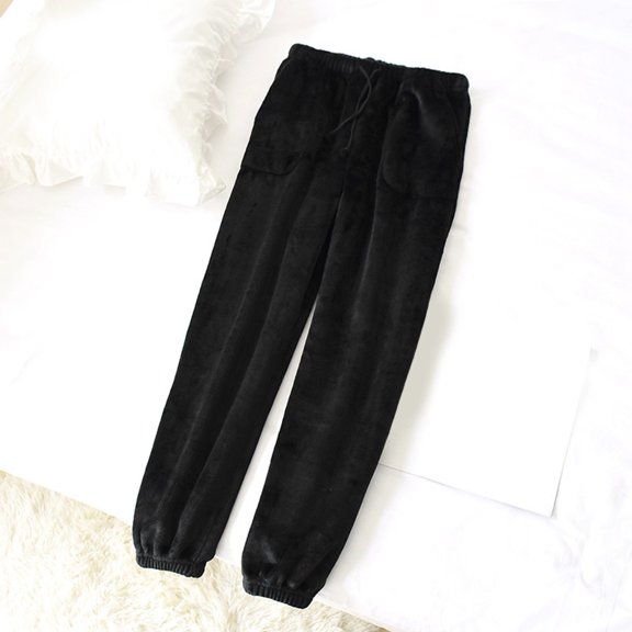 JIAYUE Womens Winter Trousers Solid Color Mid Waisted Straight-Leg Long Girlfriend Cozy Soft For Women Fashionable Streetwear