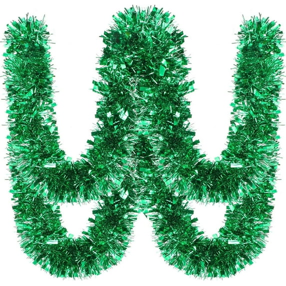 JIAYUEZHAO 49.2ft Christmas Green Tinsel Garland Xmas Tree Decorations for Christmas Party Supplies Indoor and Outdoor Decor, 3.5 inch Wide (Green)