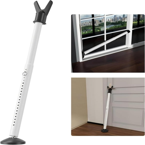 JIAYUEZHAO Door Stoppers Security Bar & Sliding Glass Door Lock,2-in-1 Adjustable Sliding Door Lock Bar,for Window,stop, Front Door, Patio Door, Apartment, Hotel Room (White)