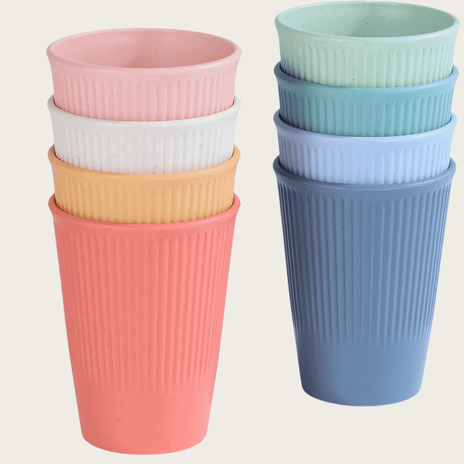 Reusable Colorful Wheat Straw Cups Set of 8