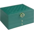 thumbnail image 1 of JIAYUEZHAO  Waterproof 3-Tier Jewelry Organizer Box, Green, 3.2 lb, 1 Count, 1 of 9