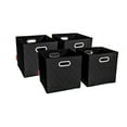 thumbnail image 1 of JIAessentials Large 13-inch Black Foldable Diamond Patterned Faux Leather Storage Cube Bins Set of Four with Dual Handles for living room, bedroom and office storage, 1 of 10