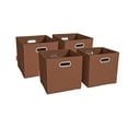 thumbnail image 1 of JIAessentials Set of 4 Foldable Faux Leather Cube Storage Bins Collapsible Baskets 12 inch with Dual Handles - Brown Medium, 1 of 7