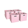 thumbnail image 1 of JIAessentials Set of 4 Foldable Faux Leather Cube Storage Bins Collapsible Baskets 12 inch with Dual Handles - Pink Medium, 1 of 8