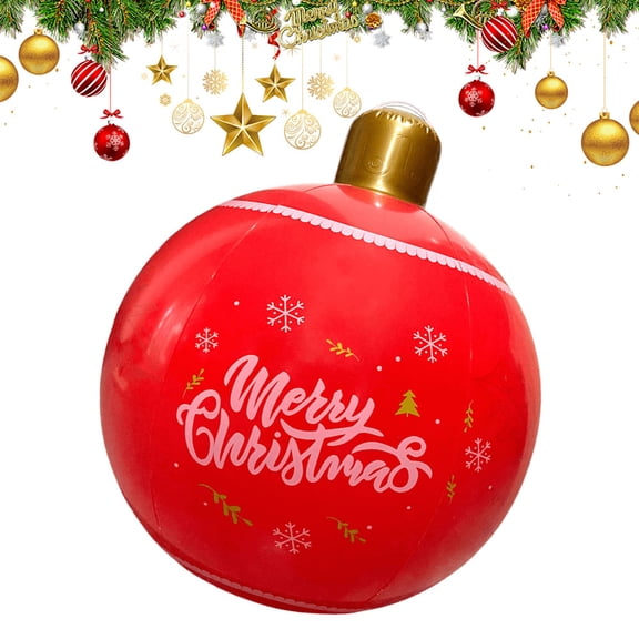 JIAnyrg Giant Inflatable Christmas Ball 23.6in Large Hangable Balls Christmas Ornaments for Holiday Party Indoor Outdoor Xmas Party Decor (Red)