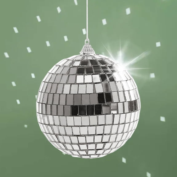 JIAnyrg Mini Disco Ball 3.9in Silver Mirror Balls Ornaments with Hanging String for Parties, Birthdays, Weddings, Christmas Decor