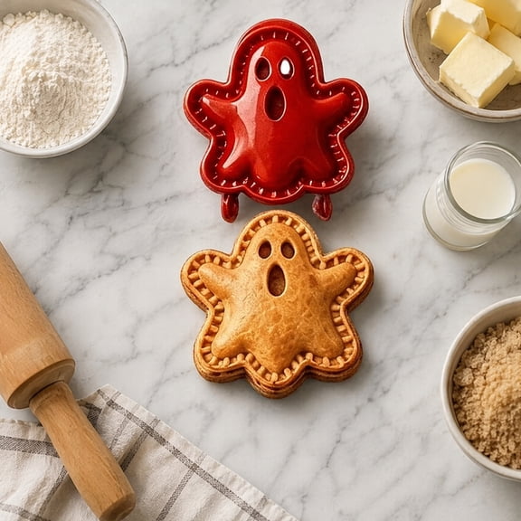 JIAnyrg Mini Hand Pie Molds Dough Fall Themed Press Mould Halloween Pastry Press Cookie Cutters Reusable Maker Baking Tool