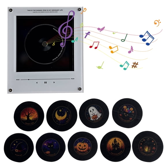 JIAnyrg Vinyl Player Fridge Record Magnetic Music Box Set Mini Jingle Magnets Refrigerator Custom Storage with 9 Discs Programmable Playback (d)