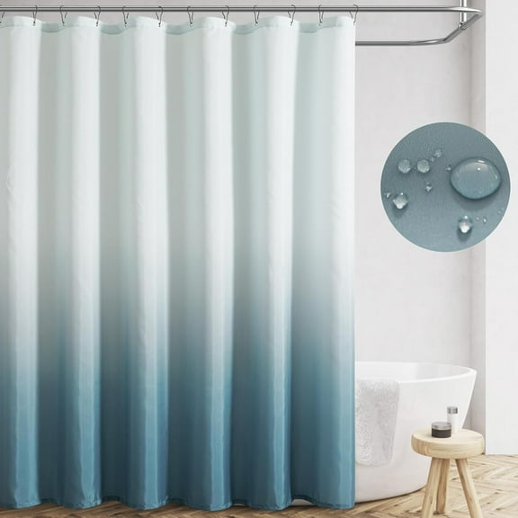 About you Teal Ombre Shower Curtain, Waterproof Fabric Shower Curtains for Bathroom, Modern Gradient Color Shower Curtain Set with Hooks, Hotel Style Machine Washable 72x72 inch