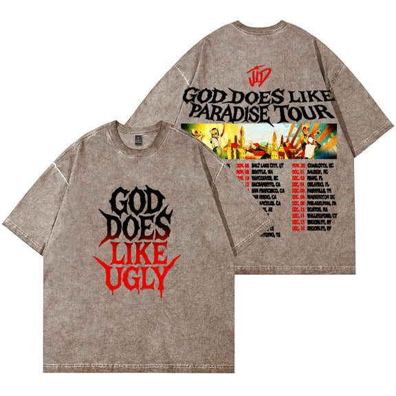 JID God Does Like Paradise Tour 2025 Vintage Wash T-Shirts Women Men Cotton Short Sleeve Tee