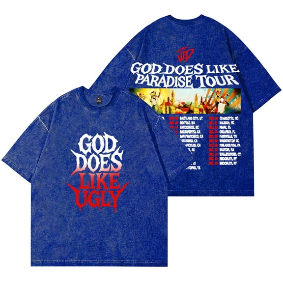 JID God Does Like Paradise Tour 2025 Vintage Wash T-Shirts Women Men Cotton Short Sleeve Tee