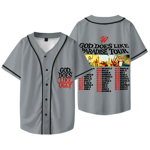 JID God Does Like Paradise Tour Merch Baseball Jacket Tee Women Men V-neck Short Sleeve T-shirts