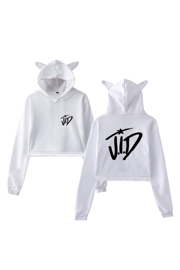 JID Logo Merch Classic Girl's Cute Cat Ear Cropped Pullover Hoodie Hooded Sweatshirt