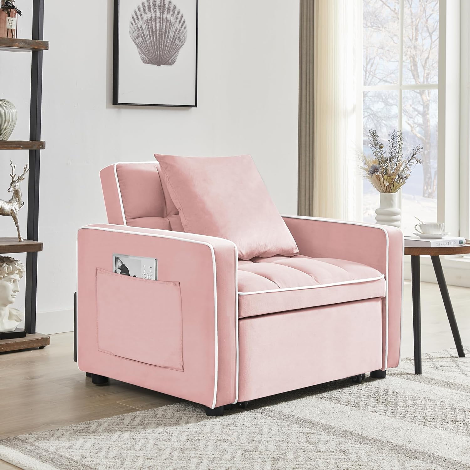 JIE LISHUN 3-in-1 Chair Bed, Folding Convertible Chair Sofa Bed with ...