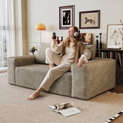 JIE LISHUN 63" 2Setaser Sofa,Corduroy Fabric,Deep Seat Couches,Comfy Loveseat Sofa,No Assembly,1pcs for Living room, Bedroom,Conference room ,Apartment,Camel