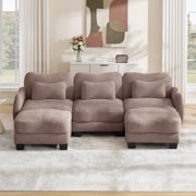 JIE LISHUN Chenille Modular Sectional Sofa for Living Room Apartment,Oversized Deep Seat U-Shaped Couch, Ergonomic Curve Design,Easy Assembly,Rose Dust
