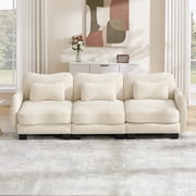 JIE LISHUN Chenille Modular Sectional Sofa for Living Room Apartment,Oversized Deep Seat 3 Seater Couch, Ergonomic Curve Design,Easy Assembly,Beige