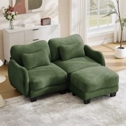 JIE LISHUN Chenille Modular Sectional Sofa for Living Room Apartment,Oversized Deep Seat L-Shaped Couch, Ergonomic Curve Design,Easy Assembly,Green