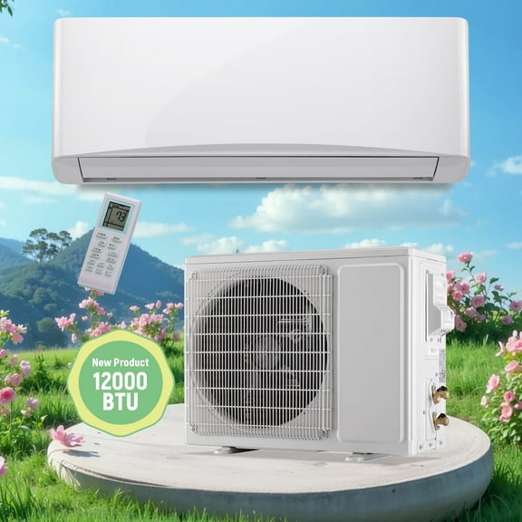 JIEJIA 12000 BTU 230V 17 SEER2 Wall Mount Mini Split Air Conditioner and Heater with Inverter, Remote Control, Installation Kit