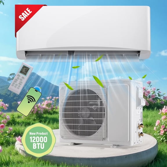 JIEJIA 12000 BTU Mini Split Air Conditioner & Heater, 22 SEER2 230V Dorm Wall-mounted AC Units Inverter System, Remote Control, Installation Kit Included