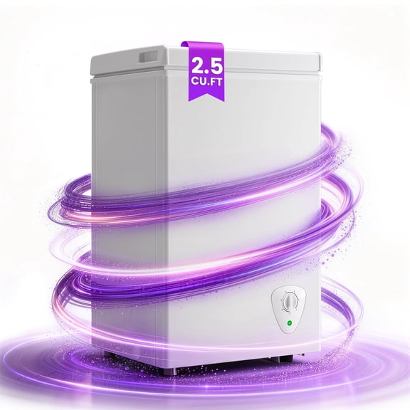 JIEJIA 2.5 cu.ft Compact Chest Freezer, Mini Freezer with Adjustable Temperature, 2 Removable Baskets, Top Open Door, Energy Saving, Black