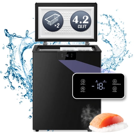 JIEJIA 4.2 Cu Ft Chest Freezer with Digital Control, Energy Efficient Compact Freezer, Black