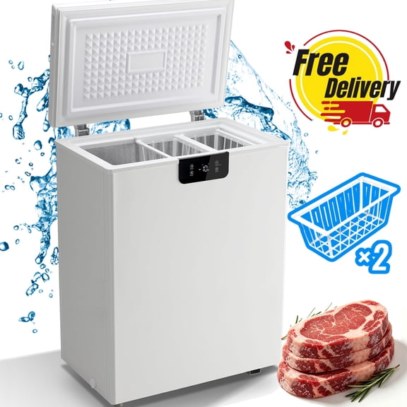 JIEJIA 4.2 Cu Ft Chest Freezer with Digital Control, Energy Efficient Compact Freezer, White