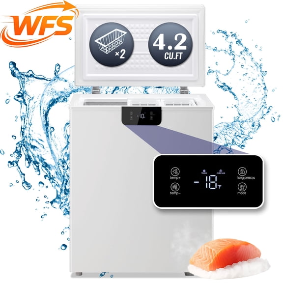 JIEJIA 4.2 Cu Ft Chest Freezer with Digital Control, Energy Efficient Compact Freezer, White