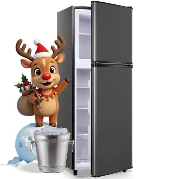 JIEJIA 5.0 Cu.Ft Apartment Size Refrigerators with Separate Freezer, 2 Door Refrigerator, Small Fridge with Freezer, Gray