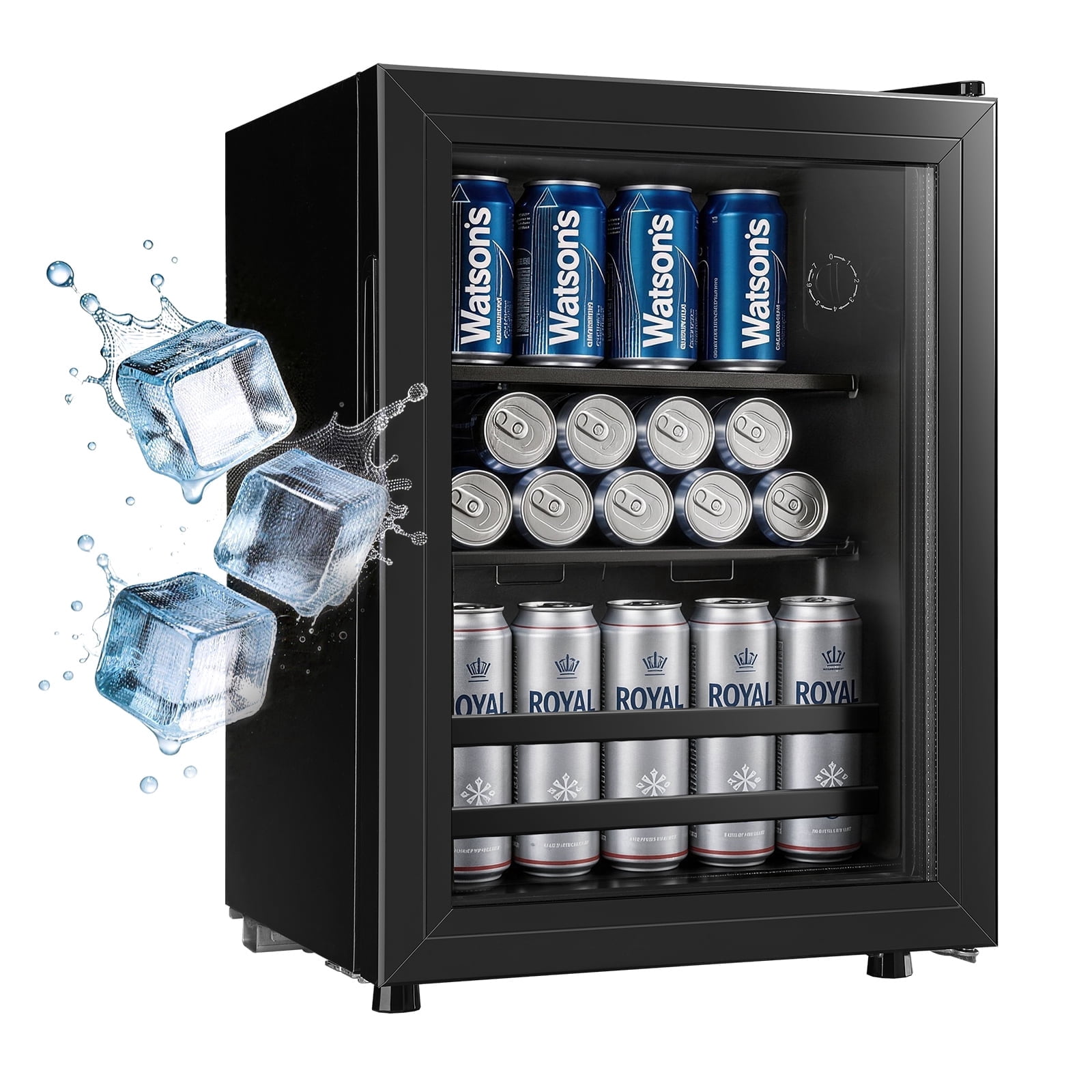 JIEJIA 50 Can Mini Fridge and 1.4 Cu.ft Beverage Cooler Refrigerator with Glass Door for Home, Office