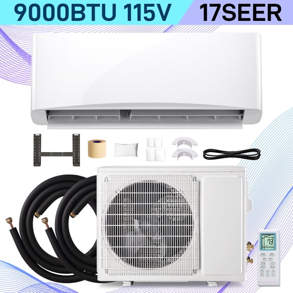 JIEJIA 9000 BTU Mini Split Air Conditioner & Heater with Inverter, 17 SEER2 115V Energy Saving AC