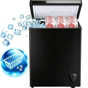 JIEJIA Compact Freezer 4.2 cu ft Environmental Chest Freezer, Mini Freezer with 7 Gear Adjustable Temperature, Removable Storage Basket, Energy Saving, Black