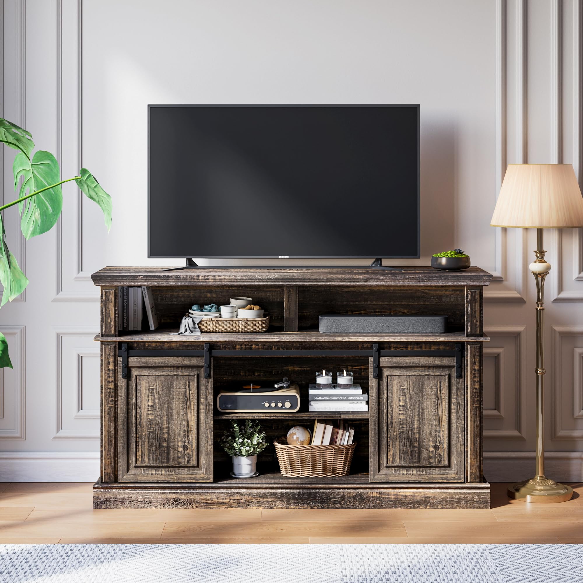 JIEKAIR TV Stand, Entertainment Center for 65 inch TV, Farmhouse TV