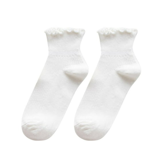 JIEU Women Edge Cotton Vertical Striped Boat Socks Fresh Socks Ruffle Turn-𝑪𝒖𝒇𝒇 Casual Crew Socks Breathable Cool Knit Cotton Lettuce Ankle Frilly Sock