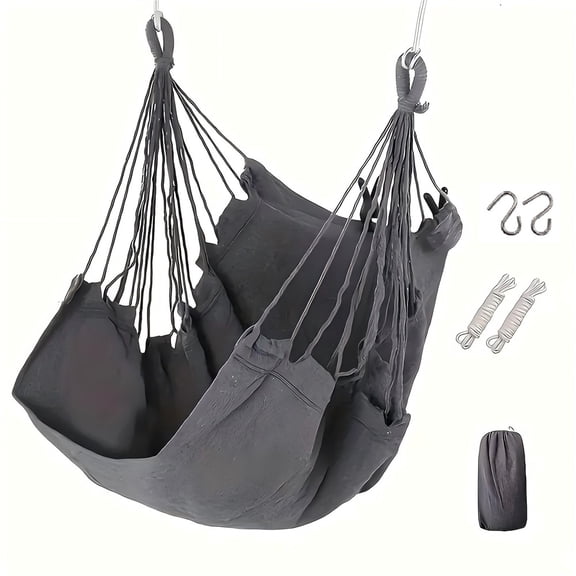 JIEWANG Hanging Hammock Tree Swing Chair Without Pillows, 110 x 130cm Durable Dark Gray Swing Seat For Patio Yard Home