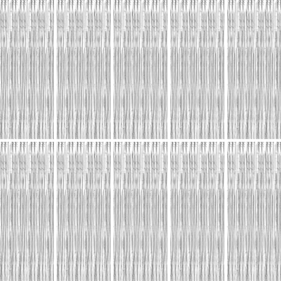 JIEWANG Silver Foil Fringe Curtain, Tear Resistant Photo Booth Backdrop Curtain for Wedding Birthday Bachelorette Christmas Party, Metallic PET Material, 6.56ft x 3.28ft, Pack of 10