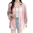thumbnail image 1 of JIEYING Designer Sun Chiffon Blouse Summer Women Lightweight Sunscreen Shirt Long Sleeve Block, Pink M, 1 of 4