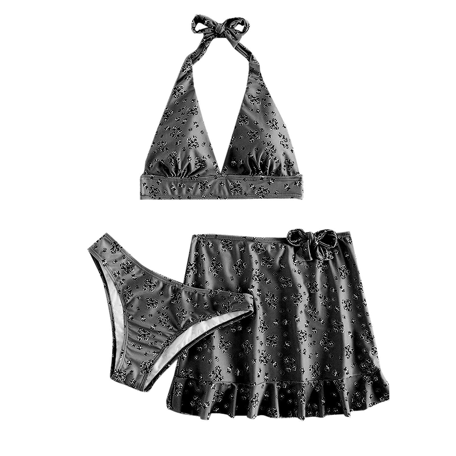 JIEYING Womens Bathing Suit 3 Piece Swimsuit Drawstring Bikini Set Long