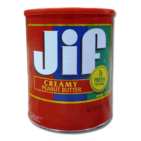 JIF Family Size Creamy Peanut Butter In A Tin Value Pack | 4 Pound Can | Pack of 2