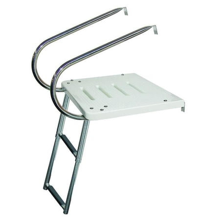 JIF Marine 3-Step I/O Transom Platform w/2 Arms SS 316 Telescoping Bottom Mount Boat - Dock Table