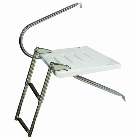 JIF Marine 3-Step O/B Transom Platform w/1 Arm SS 316 Telescoping Bottom Mount Boat - Dock Table