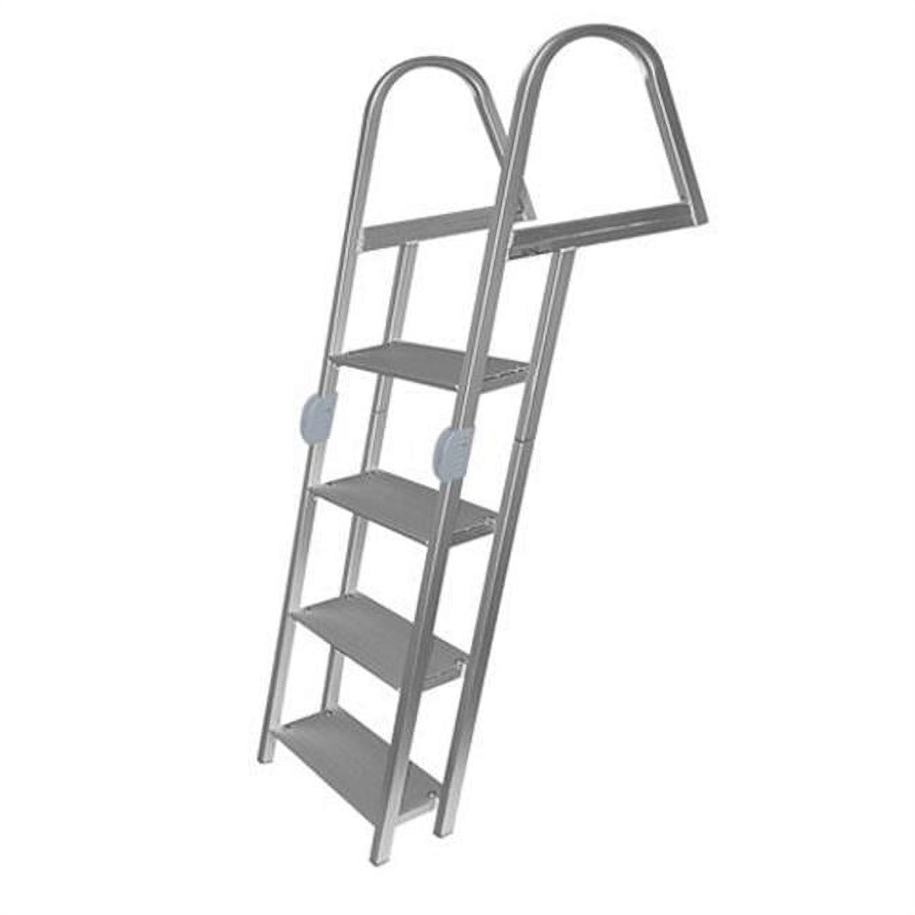 Durable 4-Step Folding Aluminum Ladder with Mounting Hardware