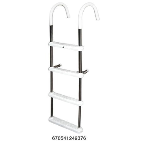 JIF Marine DMT4-7 4 Step Gunwale 7 in. Hook Boat Ladder - Stainless Steel