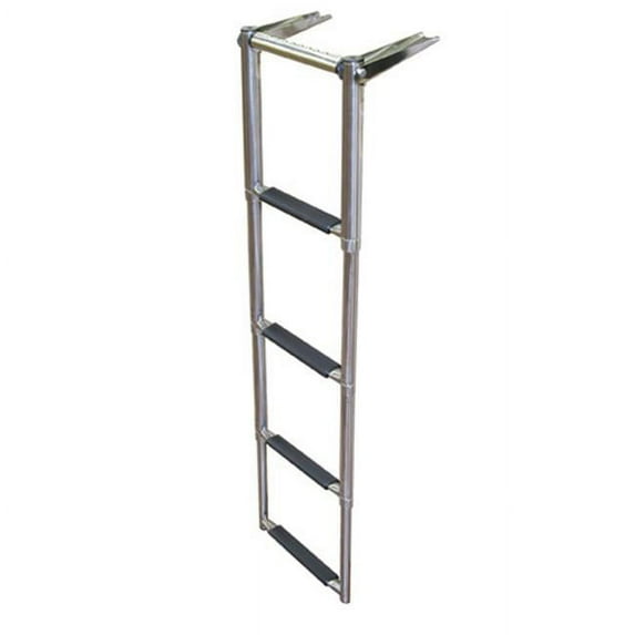 JIF Marine EQB4 4 Step Over Platform Telescoping Boat Ladder with Hand Grip