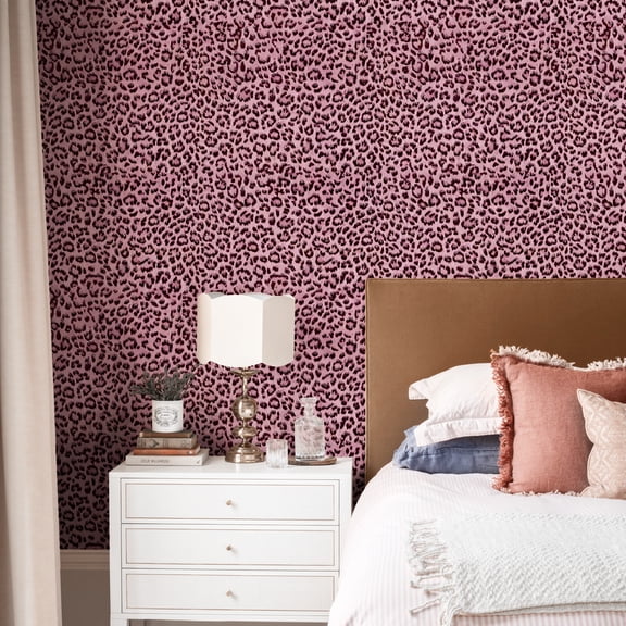 JIFFDIFF Leopard Print Peel and Stick Wallpaper, Removable Self‑Adhesive Animal Print Vinyl Wall Paper, 17.32 x 400 inch
