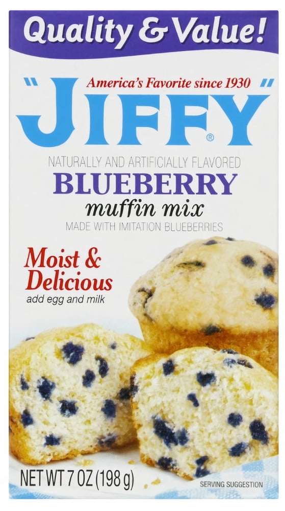 Jiffy Blueberry Muffin Mix, 7 OZ Box, Pack of 32, Quick Baking for